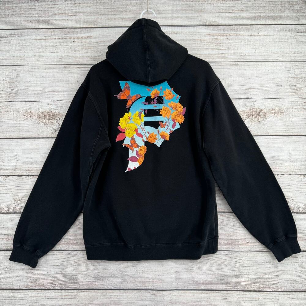 Primitive Skateboards Floral logo Hoodie Sweatshirt Mens‎ Medium Black
